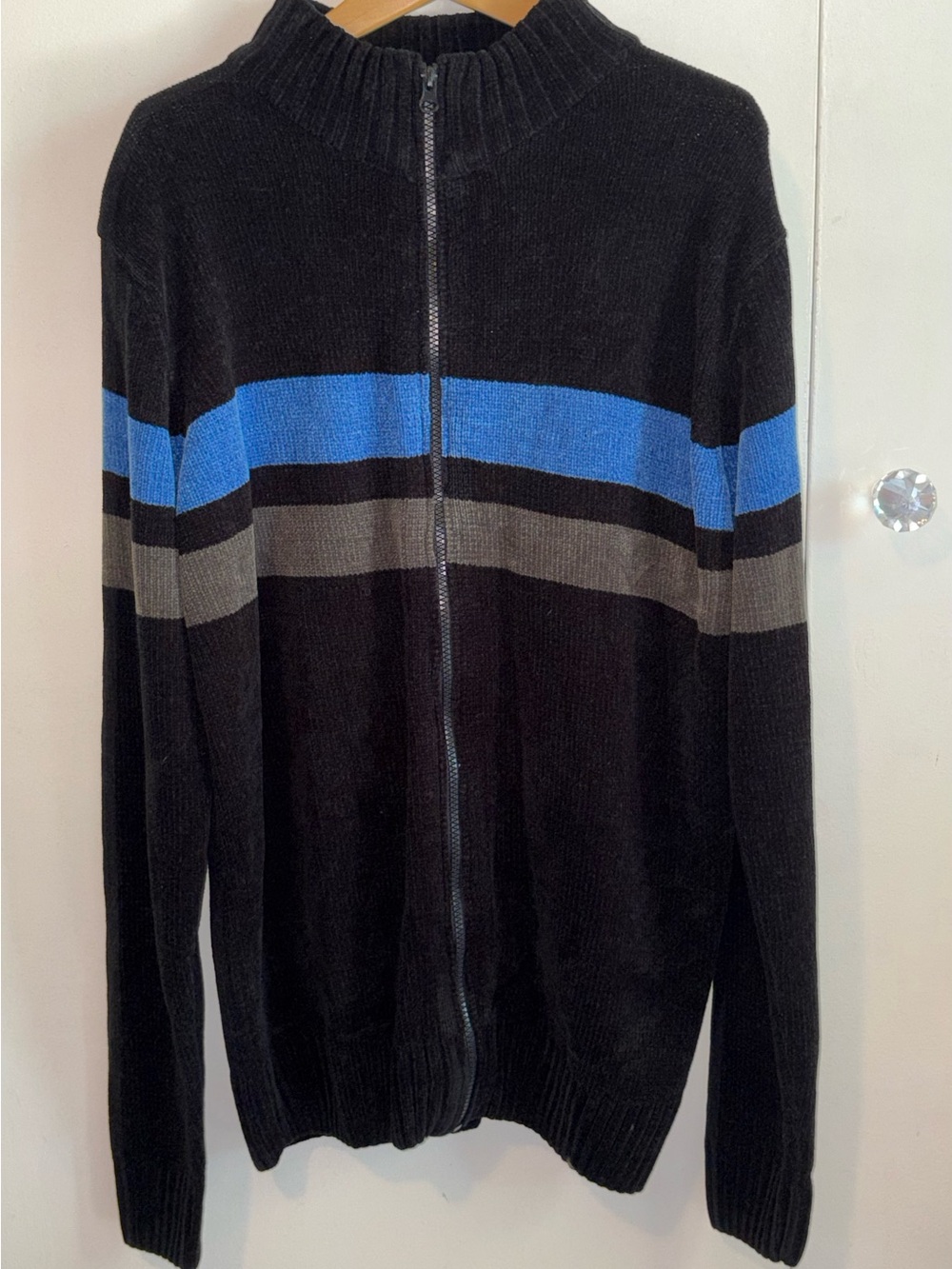 Black knit zip up
